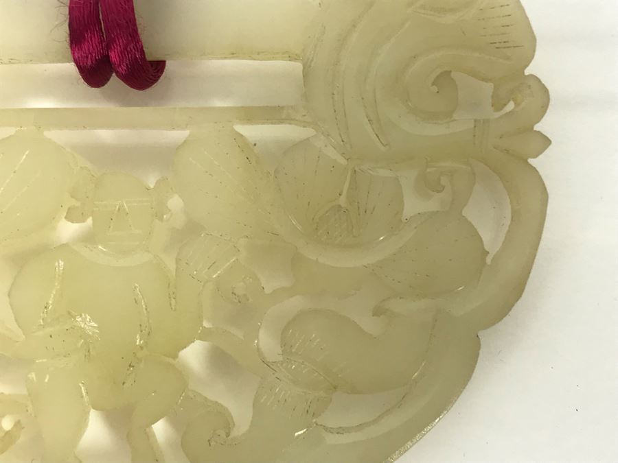 Vintage Carved Jade Jadeite Pendant Necklace From Former Miss Texas 3.5 X 2.5 [Photo 6]