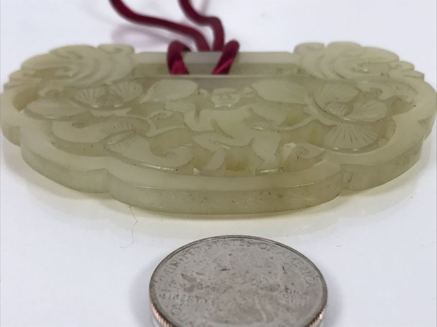 Vintage Carved Jade Jadeite Pendant Necklace From Former Miss Texas 3.5 X 2.5 [Photo 11]