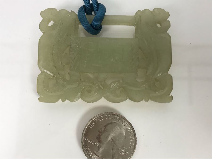 Vintage Carved Jade Jadeite Pendant Necklace From Former Miss Texas 2.38 X 1.75 [Photo 9]
