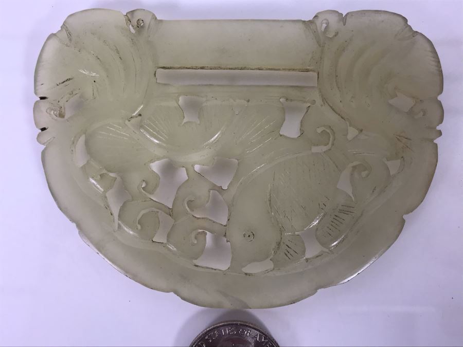 Vintage Carved Jade Jadeite Pendant From Former Miss Texas 3.6 X 2.75 [Photo 2]