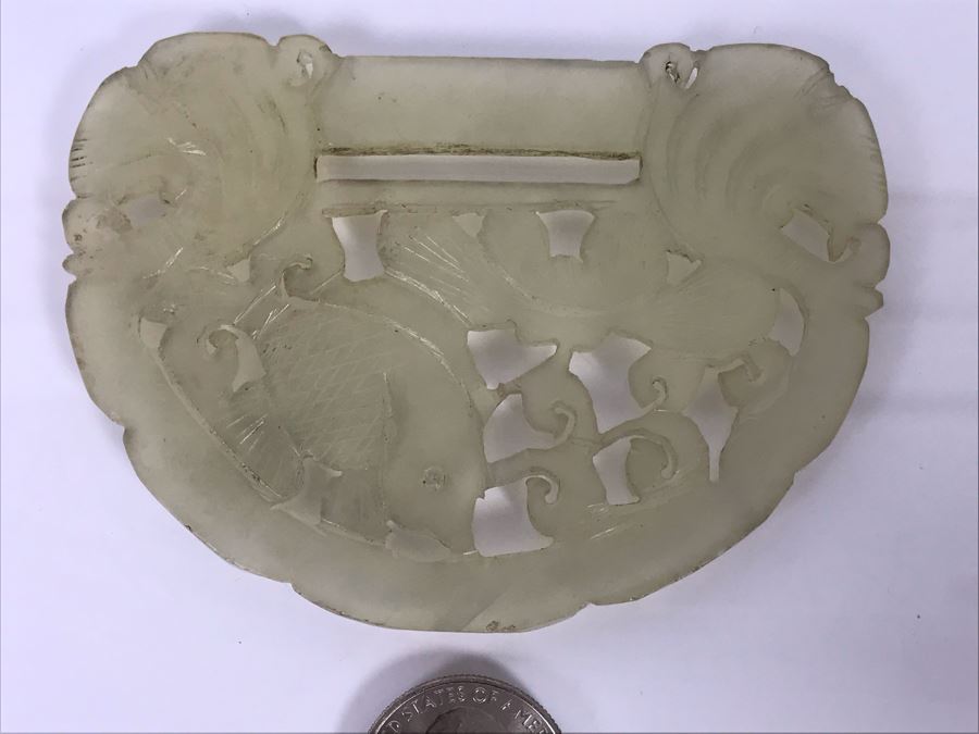 Vintage Carved Jade Jadeite Pendant From Former Miss Texas 3.6 X 2.75 [Photo 7]