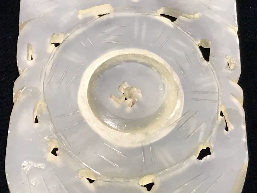 Vintage Carved Jade Jadeite Pendant From Former Miss Texas (Disc In Middle Spins) 1.5 X 2 [Photo 8]