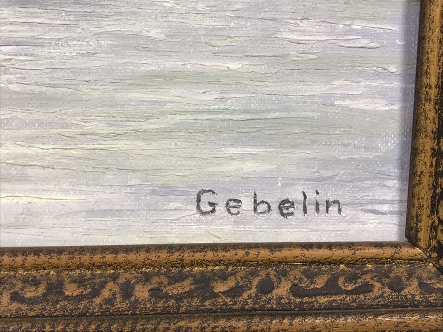 Framed Vintage 1968 Original Painting Of USS Kawishiwi AO 146 USN Oiler Ship By A.L. Gebelin Commanding Officer Of Kawishiwi From 1957-1958 16 X 20 (USN Captain Joseph J. Meyer Jr. Estate: USNE) [Photo 14]