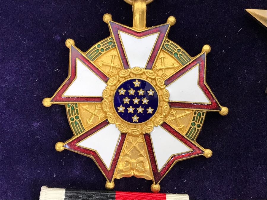 USN Captain Joseph J. Meyer Jr. USN Medals Presented For 32 Years Of Devoted Navy Service Displayed In Wooden Shadowbox Case With Sliding Glass Top 21 X 19 [Photo 24]