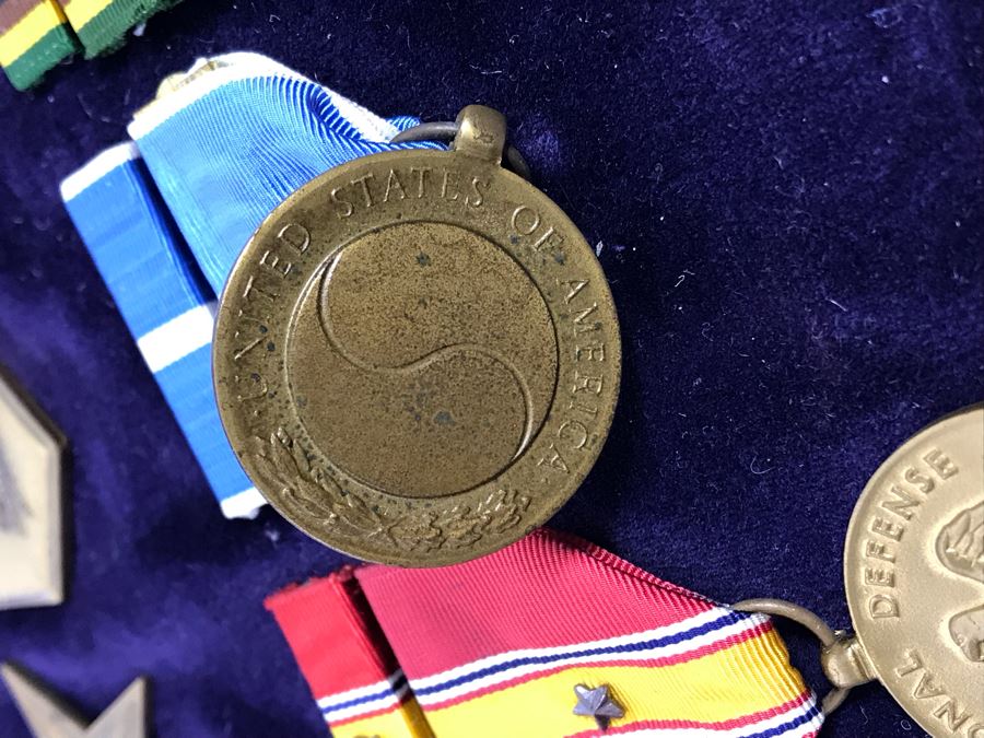 USN Captain Joseph J. Meyer Jr. USN Medals Presented For 32 Years Of Devoted Navy Service Displayed In Wooden Shadowbox Case With Sliding Glass Top 21 X 19 [Photo 32]