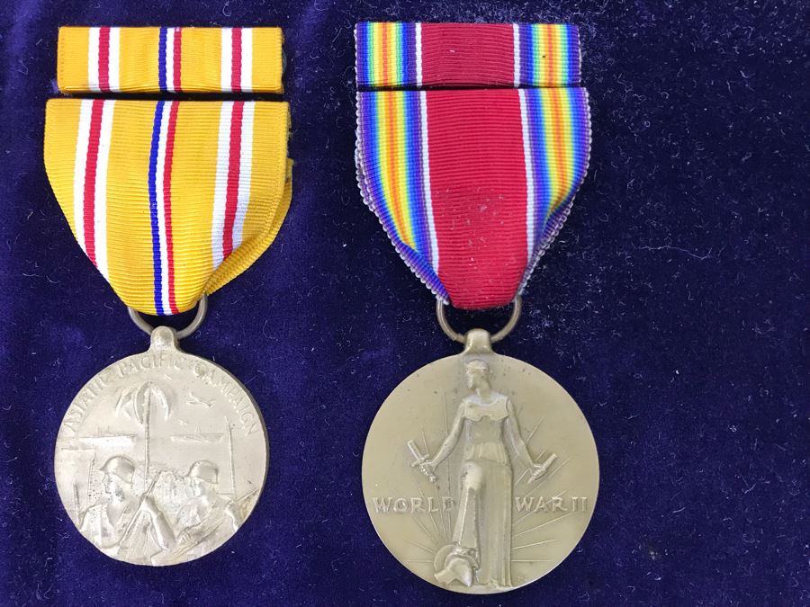 USN Captain Joseph J. Meyer Jr. USN Medals Presented For 32 Years Of Devoted Navy Service Displayed In Wooden Shadowbox Case With Sliding Glass Top 21 X 19 [Photo 15]