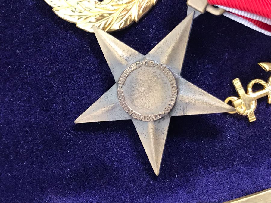 USN Captain Joseph J. Meyer Jr. USN Medals Presented For 32 Years Of Devoted Navy Service Displayed In Wooden Shadowbox Case With Sliding Glass Top 21 X 19 [Photo 23]