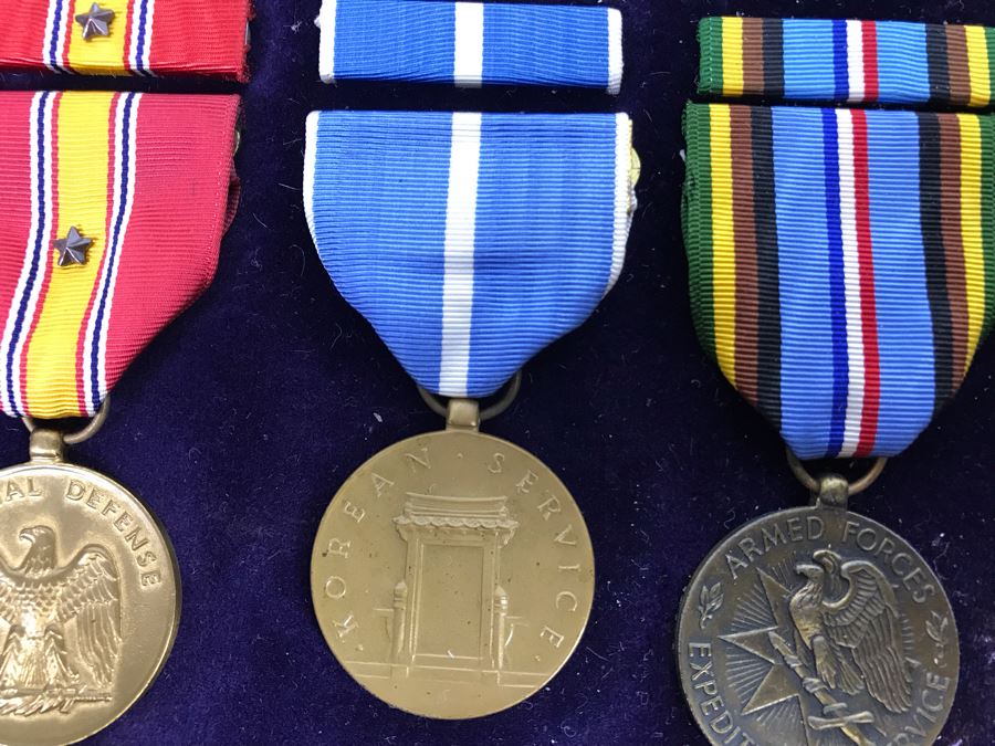 USN Captain Joseph J. Meyer Jr. USN Medals Presented For 32 Years Of Devoted Navy Service Displayed In Wooden Shadowbox Case With Sliding Glass Top 21 X 19 [Photo 31]