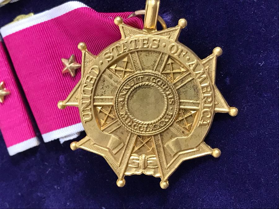 USN Captain Joseph J. Meyer Jr. USN Medals Presented For 32 Years Of Devoted Navy Service Displayed In Wooden Shadowbox Case With Sliding Glass Top 21 X 19 [Photo 25]