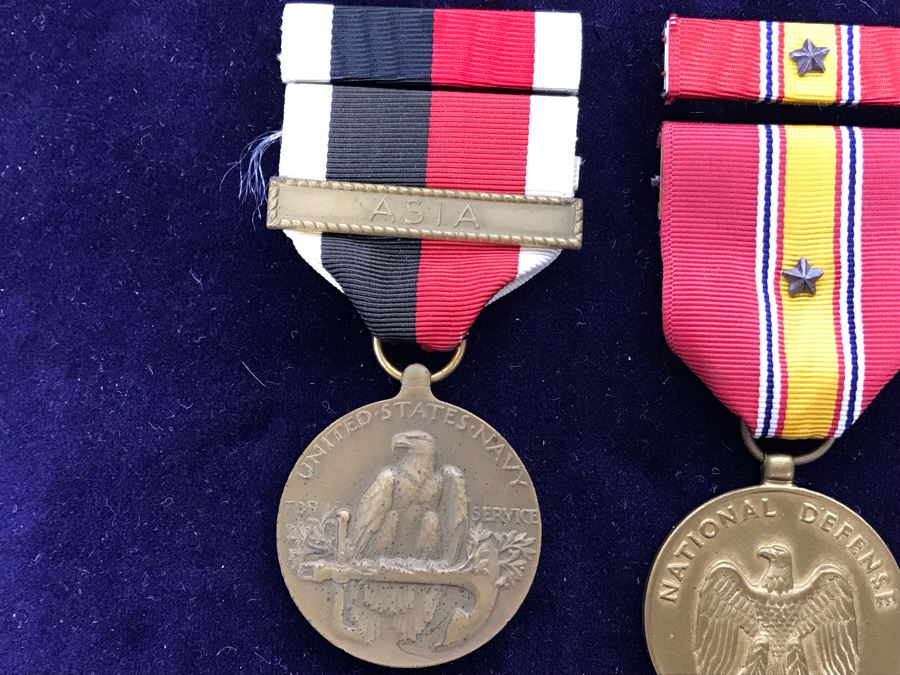 USN Captain Joseph J. Meyer Jr. USN Medals Presented For 32 Years Of Devoted Navy Service Displayed In Wooden Shadowbox Case With Sliding Glass Top 21 X 19 [Photo 27]