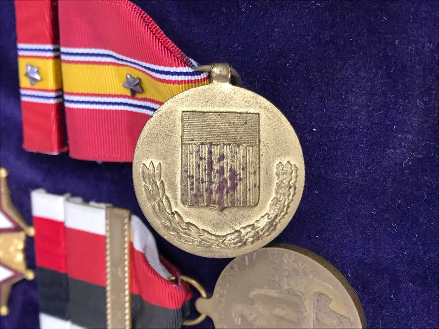 USN Captain Joseph J. Meyer Jr. USN Medals Presented For 32 Years Of Devoted Navy Service Displayed In Wooden Shadowbox Case With Sliding Glass Top 21 X 19 [Photo 30]