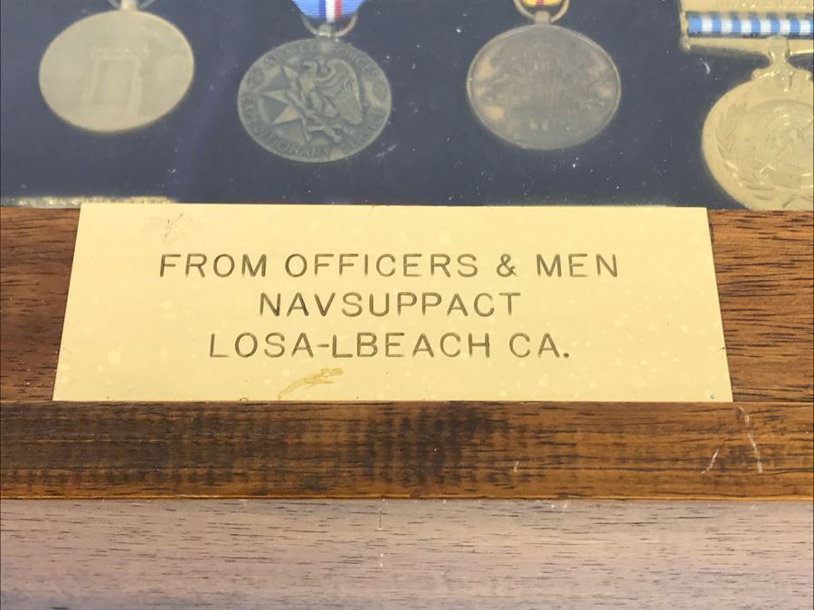 USN Captain Joseph J. Meyer Jr. USN Medals Presented For 32 Years Of Devoted Navy Service Displayed In Wooden Shadowbox Case With Sliding Glass Top 21 X 19 [Photo 5]
