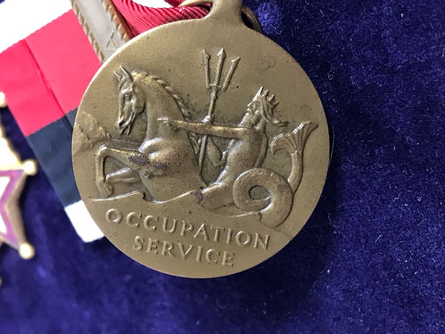 USN Captain Joseph J. Meyer Jr. USN Medals Presented For 32 Years Of Devoted Navy Service Displayed In Wooden Shadowbox Case With Sliding Glass Top 21 X 19 [Photo 28]