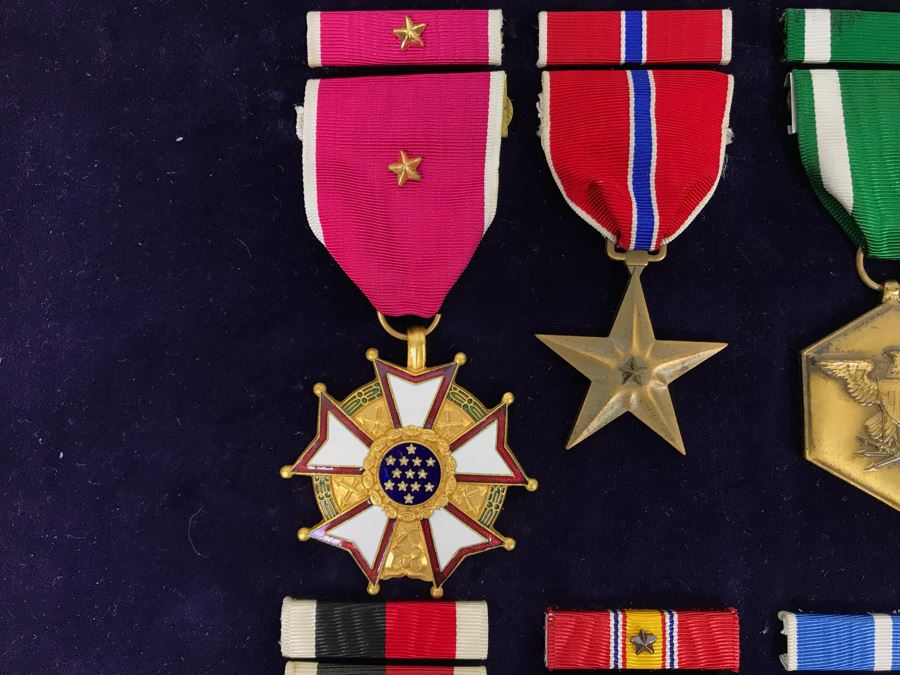 USN Captain Joseph J. Meyer Jr. USN Medals Presented For 32 Years Of Devoted Navy Service Displayed In Wooden Shadowbox Case With Sliding Glass Top 21 X 19 [Photo 9]