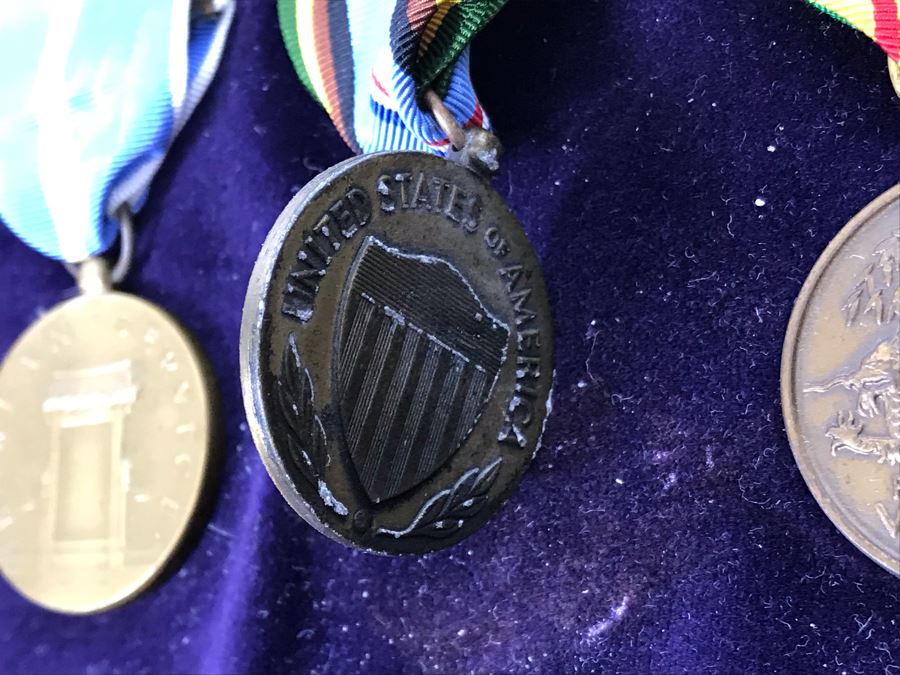 USN Captain Joseph J. Meyer Jr. USN Medals Presented For 32 Years Of Devoted Navy Service Displayed In Wooden Shadowbox Case With Sliding Glass Top 21 X 19 [Photo 34]