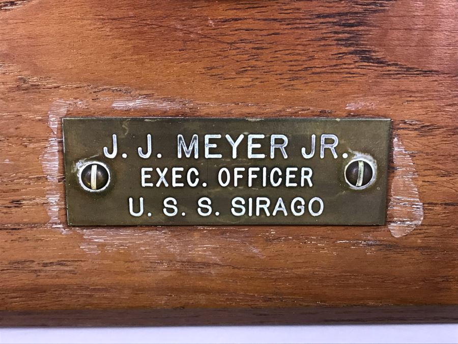 Brass USN Plaque Presented To J. J. Meyer Jr., Executive Officer Of Submarine U.S.S. Sirago 16 X 9 [Photo 7]