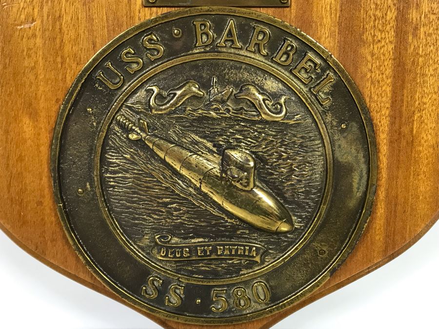Brass USN Plaque Presented To CDR J. J. Meyer Jr., Commanding Officer Of Submarine U.S.S. Barbel (SS-580) 1960-1962 13 X 13 [Photo 4]