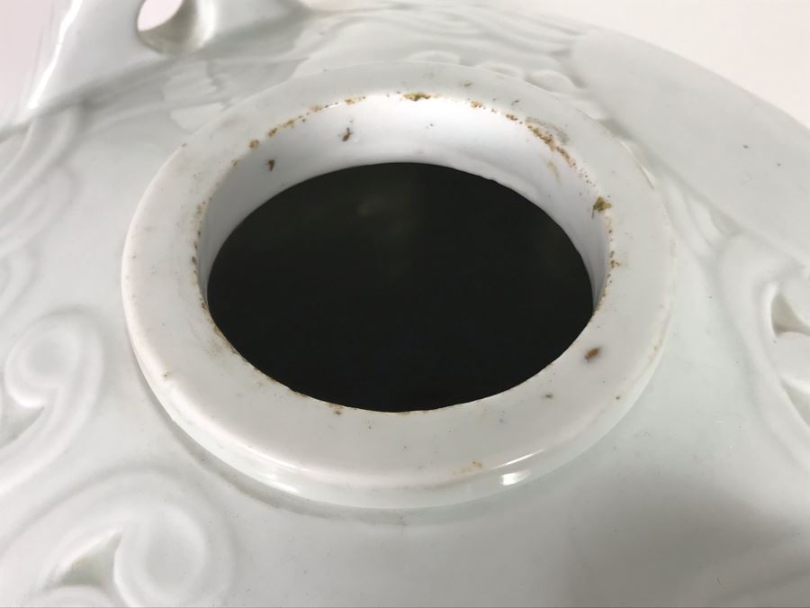 Rare Large Vintage Japanese Hand Painted Porcelain Sake Barrel Container Dispenser Jug 14W X 14H With Wooden Stand 11H X 13W (USNE) [Photo 17]