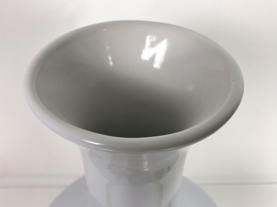 Large Chinese Hand Painted Floral Flowers White Porcelain Vase Marked Taiwan ROC 19H X 10W (USNE) [Photo 14]