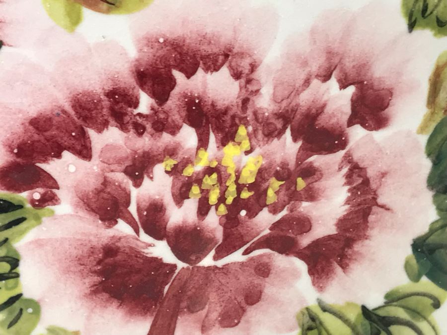 Large Chinese Hand Painted Floral Flowers White Porcelain Vase Marked Taiwan ROC 19H X 10W (USNE) [Photo 11]