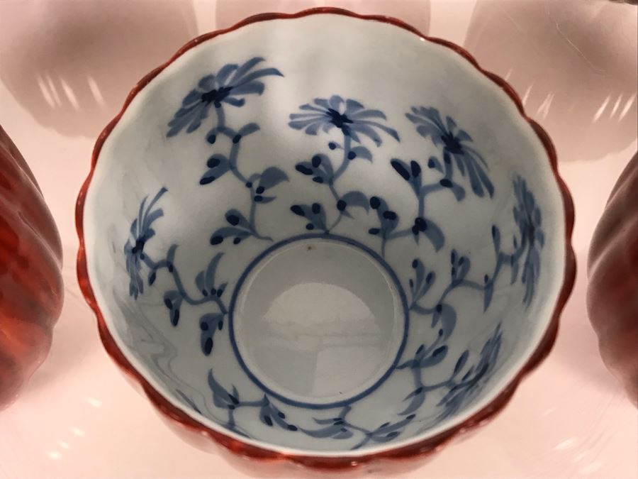 Set Of 10 Signed Hand Painted Porcelain Asian Cups 3.5W X 3H (USNE) [Photo 5]