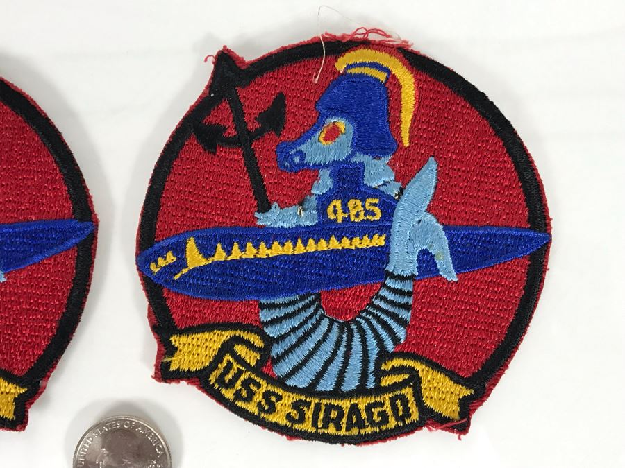Pair Of Authentic Rare Vintage United States Navy USN Submarine Patches USS Sirago 485 4'R (USNE) [Photo 4]