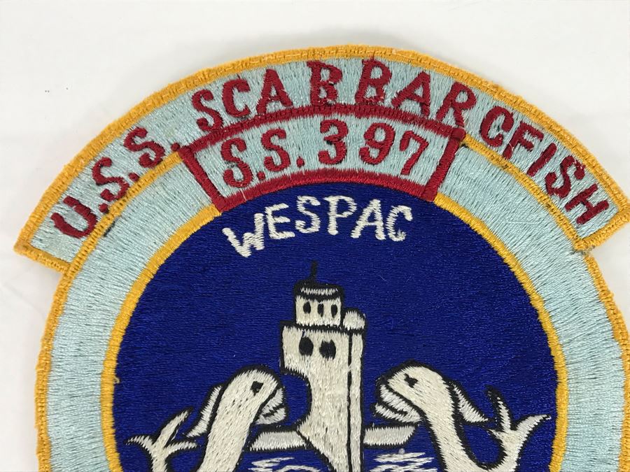 Rare Authentic Vintage USS Scabbardfish SS 397 Wespac Submarine Patch 1952 5.5'R (USNE) [Photo 3]