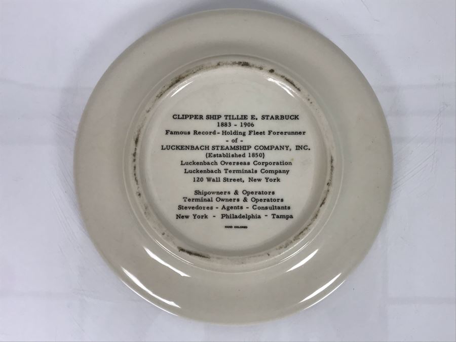 Vintage Hand Colored Trinket Dish Featuring Clipper Ship Tillie E. Starbuck 1883-1906 7'R (USNE) [Photo 5]