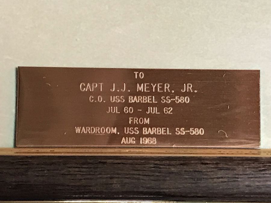 Vintage Framed USN Submarine USS Barbel SS-580 B&W Photograph Presented To Commanding Officer Captain J.J. Meyer, Jr. July 1960 - July 1962 17 X 21 [Photo 6]