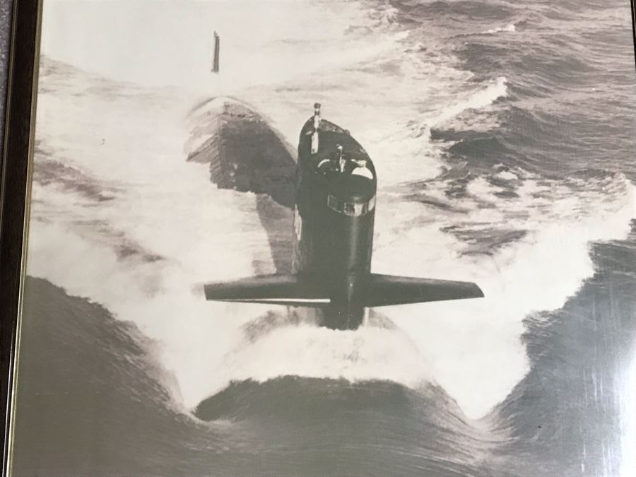 Vintage Framed USN Submarine USS Barbel SS-580 B&W Photograph Presented To Commanding Officer Captain J.J. Meyer, Jr. July 1960 - July 1962 17 X 21 [Photo 4]