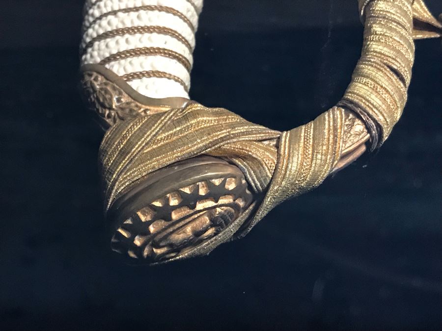 Framed U.S. Navy Captain Joseph J. Meyer Jr.'s Ceremonial Sword And Scabbard Circa 1953 Commanding Officer Of Submarine USS Barbel In Modern Shadowbox Frame With Gilt Trim 41W X 13H X 4.5D [Photo 7]