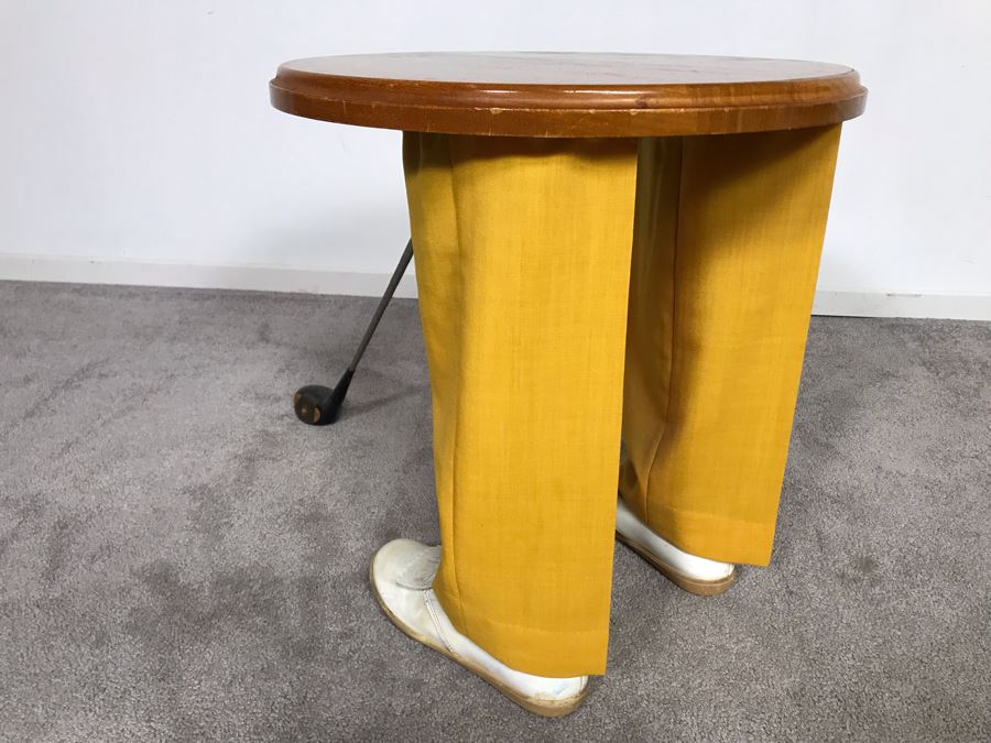 Custom Made Golfer Novelty Side Table Cocktail Table With Brass Plaque 'Capt Joe Meyer From Nickie Braidman & The WPC Unit 1993' 30W X 18D X 20H [Photo 12]