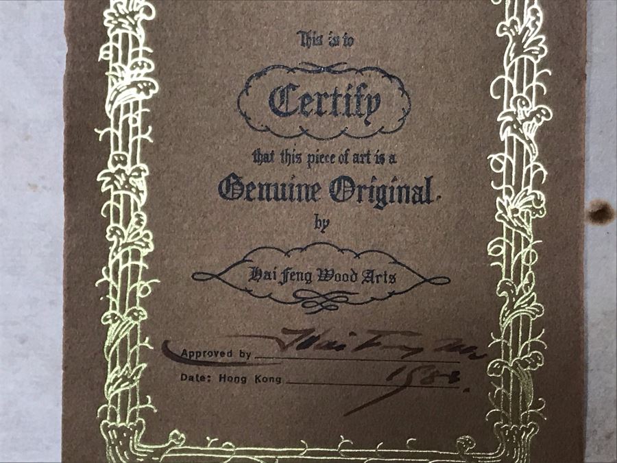 Large Original Ma Hai Feng Painting Chinese Hong Kong Hand Sculptured And Hand Painted Titled 'Horsemen' Hai Feng Wood Arts Signed By Hai Feng With Certificate Of Authenticity On Back 88W X 33H (USNE) [Photo 35]