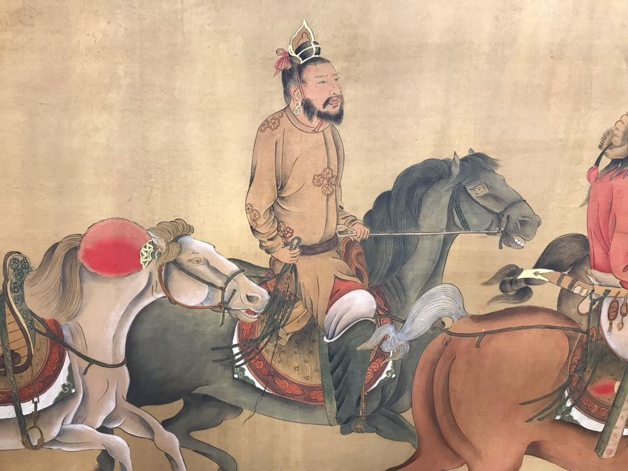 Large Original Ma Hai Feng Painting Chinese Hong Kong Hand Sculptured And Hand Painted Titled 'Horsemen' Hai Feng Wood Arts Signed By Hai Feng With Certificate Of Authenticity On Back 88W X 33H (USNE) [Photo 15]