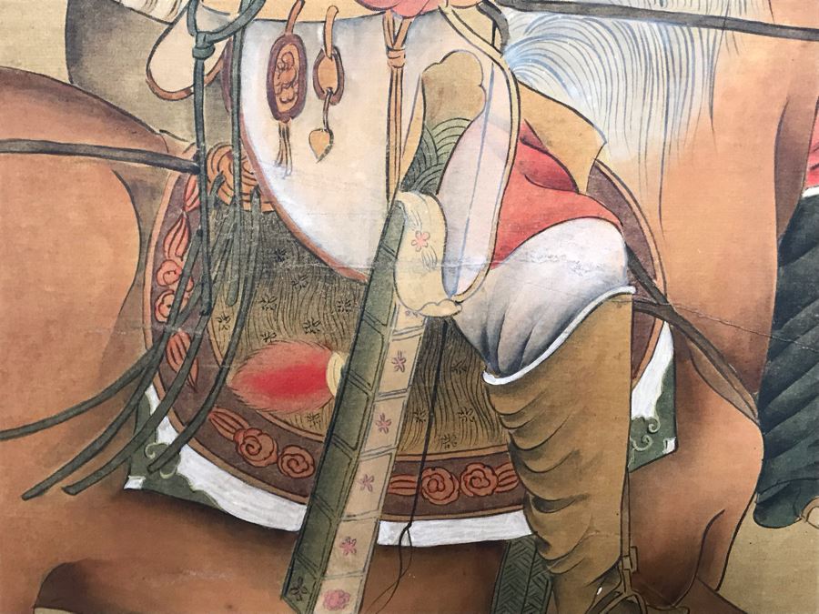 Large Original Ma Hai Feng Painting Chinese Hong Kong Hand Sculptured And Hand Painted Titled 'Horsemen' Hai Feng Wood Arts Signed By Hai Feng With Certificate Of Authenticity On Back 88W X 33H (USNE) [Photo 14]