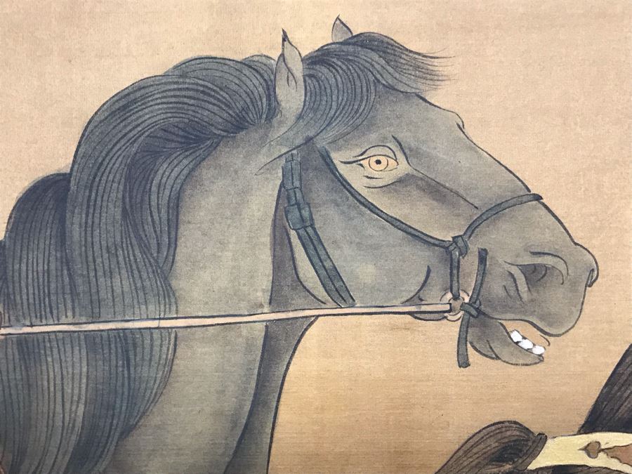 Large Original Ma Hai Feng Painting Chinese Hong Kong Hand Sculptured And Hand Painted Titled 'Horsemen' Hai Feng Wood Arts Signed By Hai Feng With Certificate Of Authenticity On Back 88W X 33H (USNE) [Photo 17]