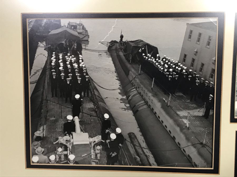 Framed B&W USN Submarine Photographs, Signed Letter From Chief Of Naval Operations And USN USS Kawishiwi Certificate From USN Captain Joseph J. Meyer Jr. United States Navy Submarine Commanding Officer (Slight Chip In Glass Upper Left) 37 X 20 [Photo 14]