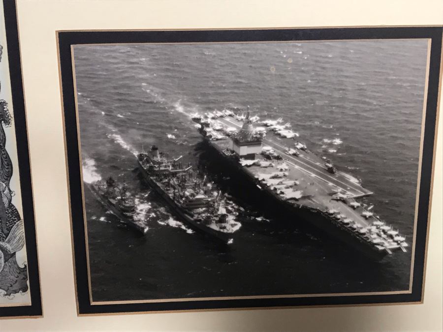 Framed B&W USN Submarine Photographs, Signed Letter From Chief Of Naval Operations And USN USS Kawishiwi Certificate From USN Captain Joseph J. Meyer Jr. United States Navy Submarine Commanding Officer (Slight Chip In Glass Upper Left) 37 X 20 [Photo 7]