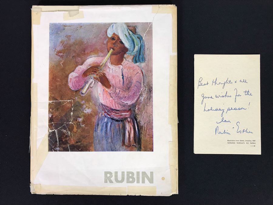 Hand Signed Reuven Rubin Greetings Card And Unsigned Rubin Art Book (JKE)