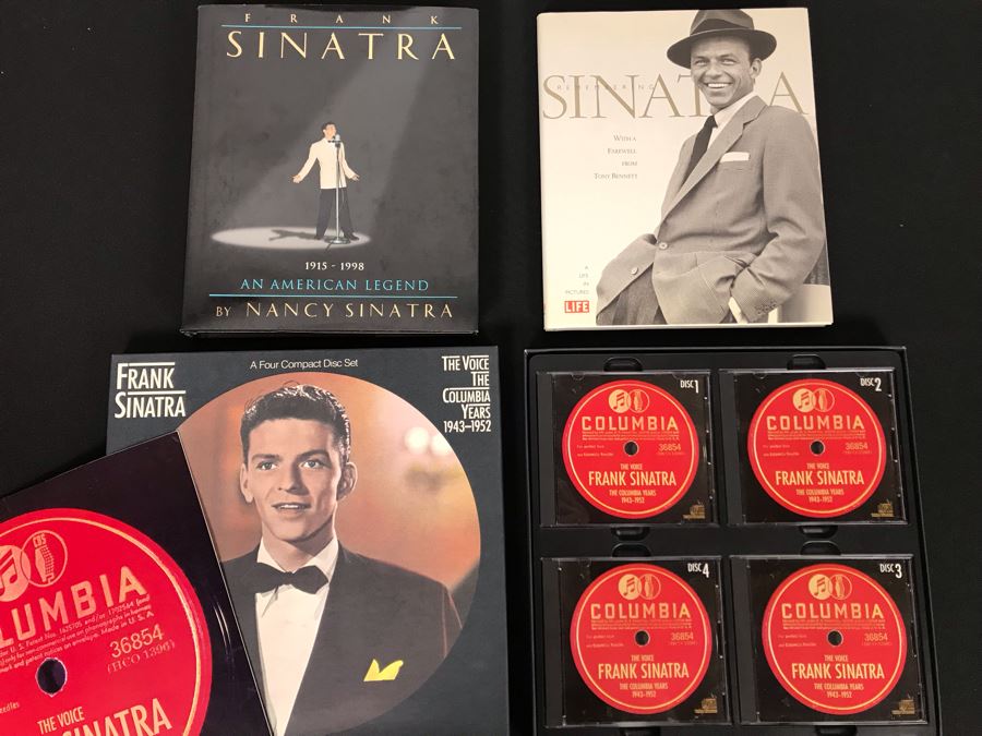 Pair Of Frank Sinatra Coffee Table Books And Frank Sinatra Four Compact Disc Box Set