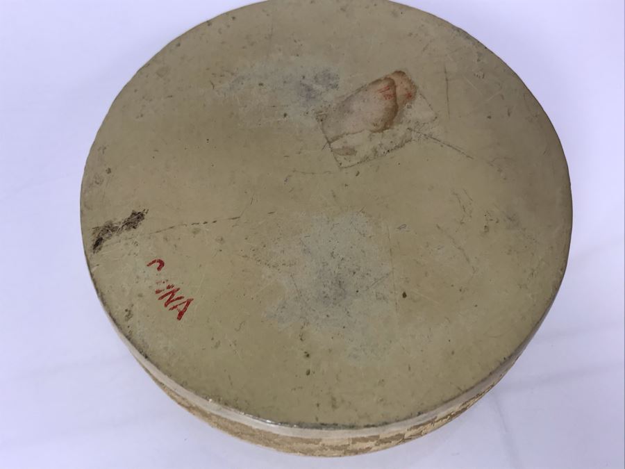 Vintage Chinese Round Box 4R And Metal Asian Artwork With Carp In Waterfall 3 X 7 - See Photos (JKE) [Photo 11]