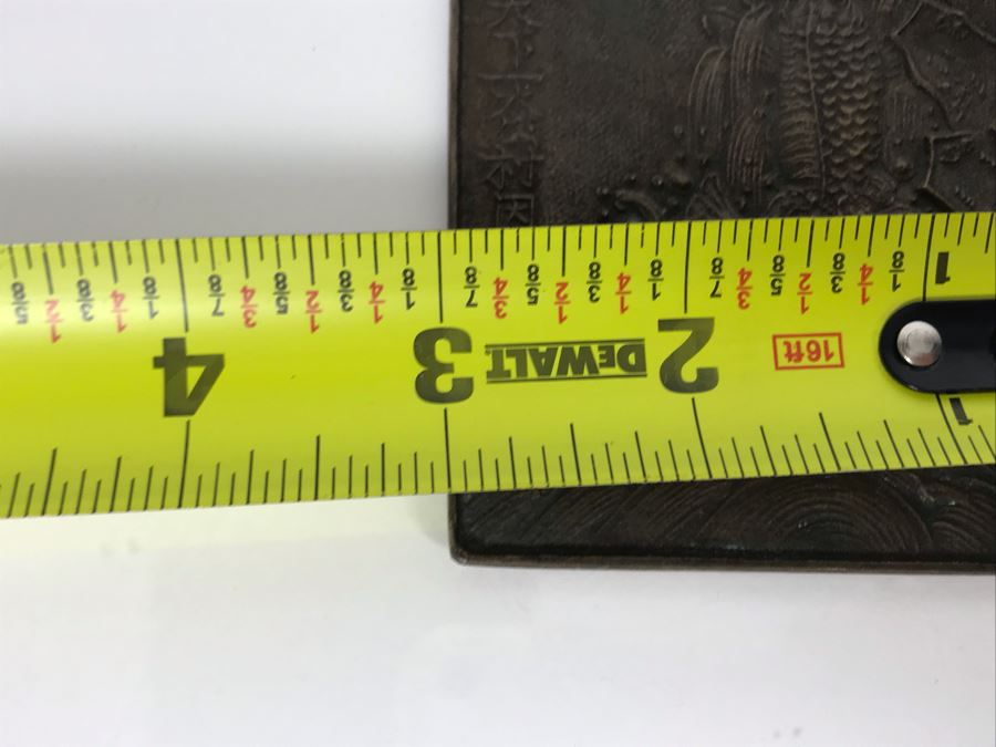 Vintage Chinese Round Box 4R And Metal Asian Artwork With Carp In Waterfall 3 X 7 - See Photos (JKE) [Photo 14]