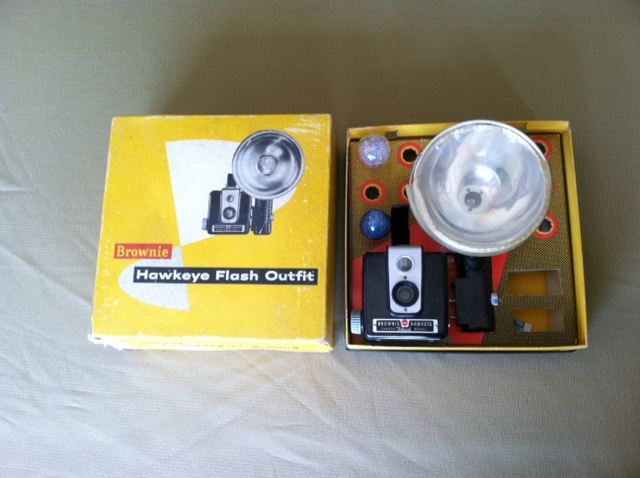 Kodak Brownie Hawkeye Camera with Flash and Box