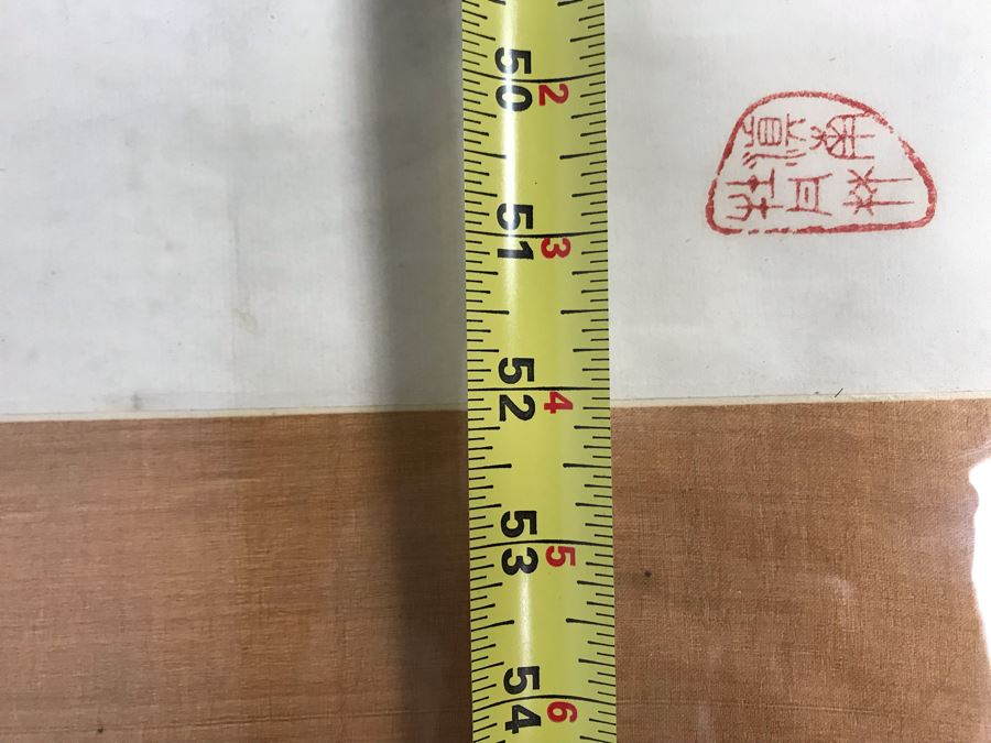 Large Stunning Original Vintage Signed Chinese B&W Painting With Flowers And Pair Of Birds 52W X 27H [Photo 20]