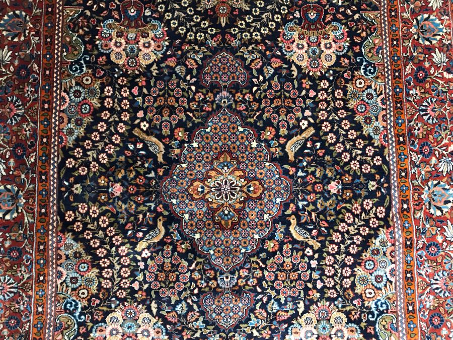 Impressive Wool And Silk Blend Persian Area Rug With Detailed Designs