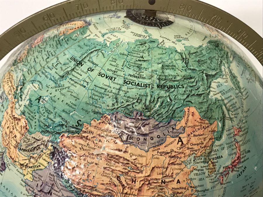 Vintage Mid-Century Replogle Steroe Relief World Globe 12'D With Stand 16W X 33H (OHE) [Photo 4]
