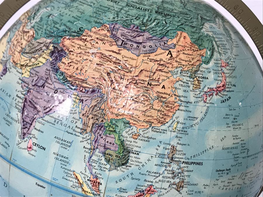 Vintage Mid-Century Replogle Steroe Relief World Globe 12'D With Stand 16W X 33H (OHE) [Photo 5]