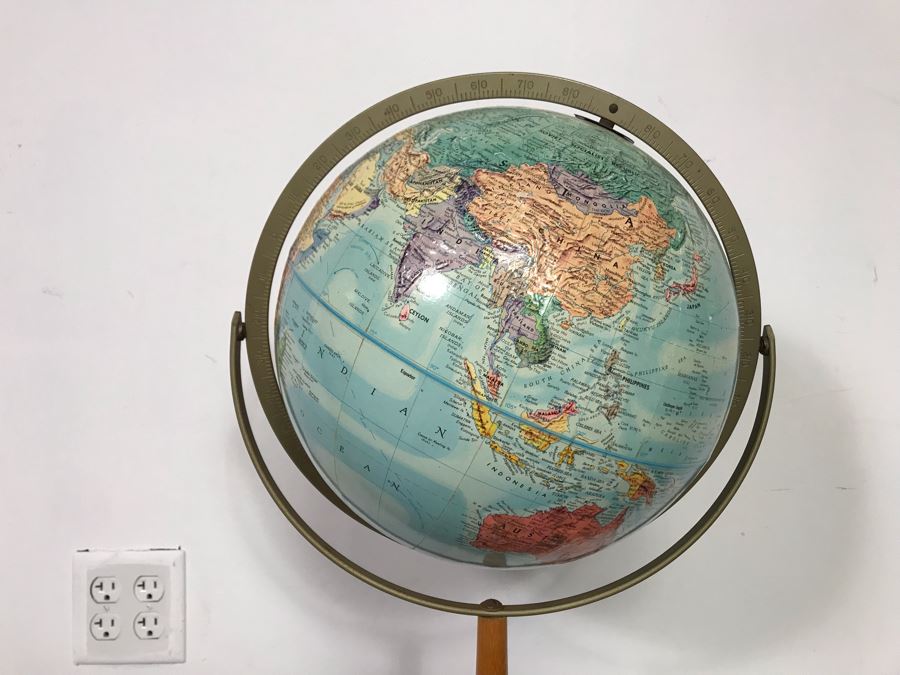 Vintage Mid-Century Replogle Steroe Relief World Globe 12'D With Stand 16W X 33H (OHE) [Photo 3]