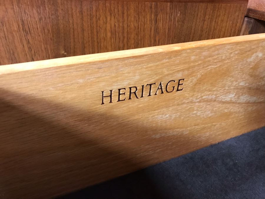 Stunning Mid-Century Chinoiserie Solid Teak Heritage Furniture Credenza Buffet Sideboard Cabinet 62W X 20D X 30H (OHE) [Photo 8]