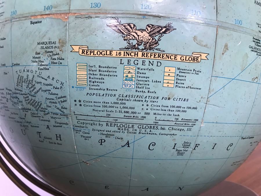 Vintage Mid-Century Replogle 16' Reference Globe (OHE) [Photo 7]
